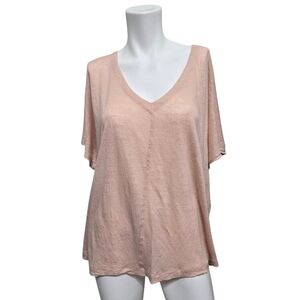 J Jill Love Linen Pink V-Neck Top Size XL